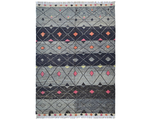 8x11 Moroccan Gray Hand Woven Wool Area Rug